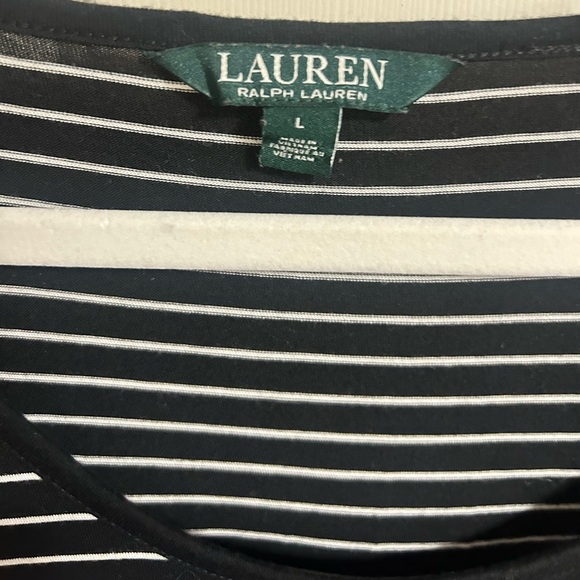 Lauren Ralph Lauren Black & White Stripe Short Sleeve Maxi Dress Size Large - Picture 2 of 7